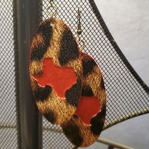Texas Leather & Wood Stained Earrings